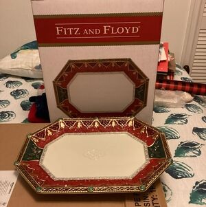 Fitz and Floyd Red, Green, and Gold Accent Tray